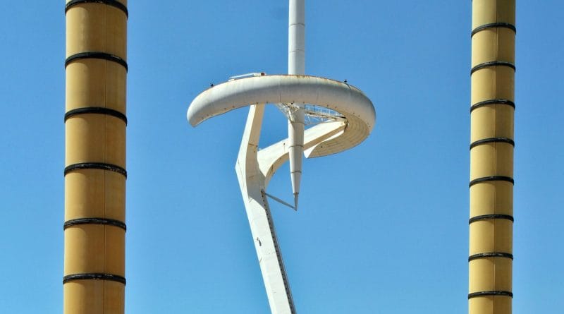 Interior of a Tokamak nuclear fusion reactor with glowing plasma
